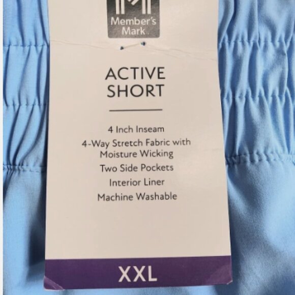 MEMBER’S MARK ACTIVE SHORTS WOMEN XXL BLUE 4-WAY STRETCH LINED POCKETS - Picture 2 of 9